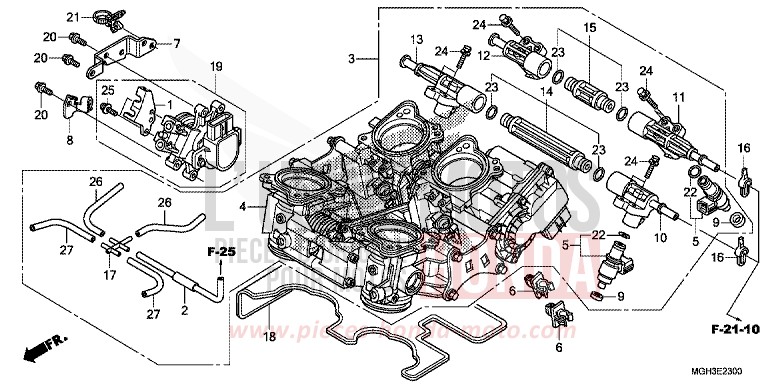 CORPS DE PAPILLON de VFR1200X "Crosstourer" Méca PEARL SUNBEAM WHITE (NHA66) 2012
